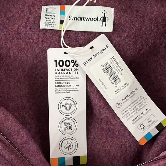 Smartwool Women's $175 Size S Hudson Trail Fleece Poncho NWT Purple - Picture 6 of 11